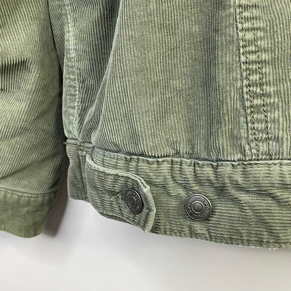Vintage Gap Y2K 2003 Olive Green Corduroy Sherpa Lined Trucker Jacket mens L - Picture 7 of 14